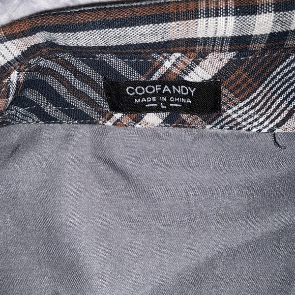 *NWT* COOFANDY Mens Button Down Casual Gray Short Sleeve Shirt Size Large - Picture 2 of 8